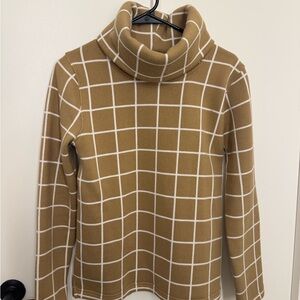 J. Crew Camel Grid Turtleneck Sweater